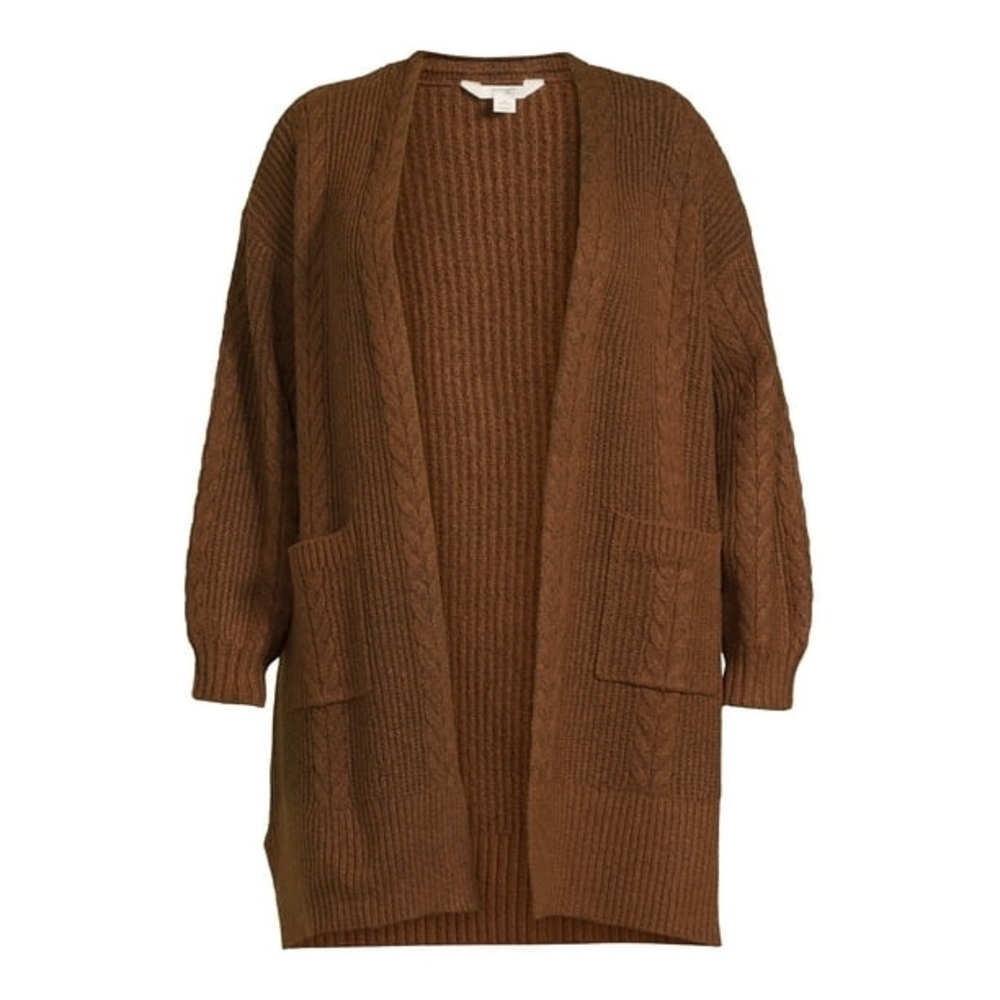 Terra & Sky Chocolate Open Front Duster Cardigan - 2X